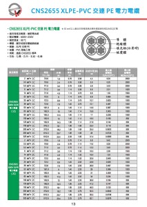 CNS2655 XLPE-PVC 交連PE 電力電纜-P13