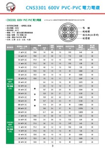 CNS3301 600V PVC-PVC 電力電纜-P3